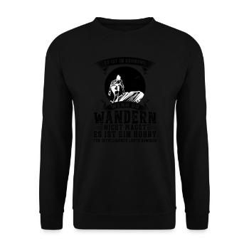Wandern Berge Bergsteiger Geschenk - Unisex Pullover - Schwarz - Vorne - Alina (178cm) & Michal (187cm)