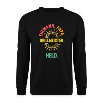 Grillmeister Papa Grillmeister Papa Geschenk - Unisex Pullover - Schwarz - Vorne - Alina (178cm) & Michal (187cm)