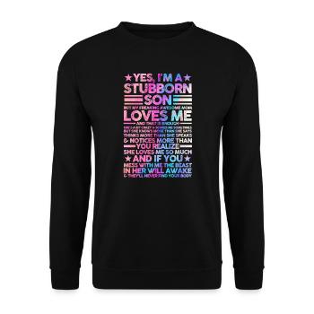 Sohn & Mutter Familie Mama Geschenk - Unisex Pullover - Schwarz - Vorne - Alina (178cm) & Michal (187cm)