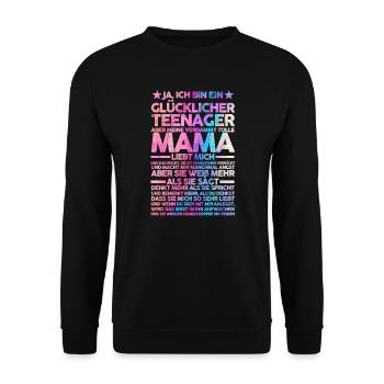 Teenager & Mutter Familie Mutter Geschenk - Unisex Pullover - Schwarz - Vorne - Alina (178cm) & Michal (187cm)