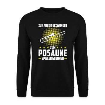 Posaune Musiker Posaunen Spieler Geschenk - Unisex Pullover - Schwarz - Vorne - Alina (178cm) & Michal (187cm)