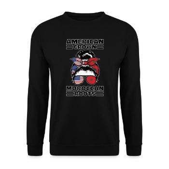 Marokko Marokkaner Marokkanische Wurzeln Geschenk - Unisex Pullover - Schwarz - Vorne - Alina (178cm) & Michal (187cm)