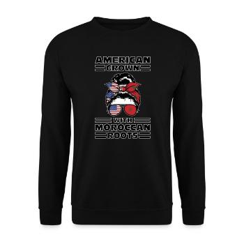 Marokko Marokkaner Marokkanische Wurzeln Geschenk - Unisex Pullover - Schwarz - Vorne - Alina (178cm) & Michal (187cm)