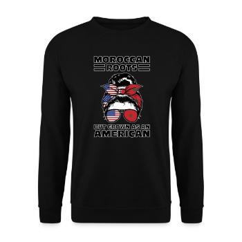 Marokko Marokkaner Marokkanische Wurzeln Geschenk - Unisex Pullover - Schwarz - Vorne - Alina (178cm) & Michal (187cm)