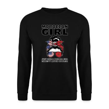 Marokko Marokkaner Marokkanische Wurzeln Geschenk - Unisex Pullover - Schwarz - Vorne - Alina (178cm) & Michal (187cm)