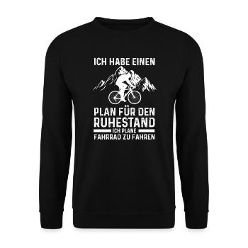 Fahrrad Rentner Fahrradfahrer Geschenk - Unisex Pullover - Schwarz - Vorne - Alina (178cm) & Michal (187cm)