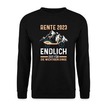 E-Bike Rente 2023 Radfahrer Geschenk - Unisex Pullover - Schwarz - Vorne - Alina (178cm) & Michal (187cm)