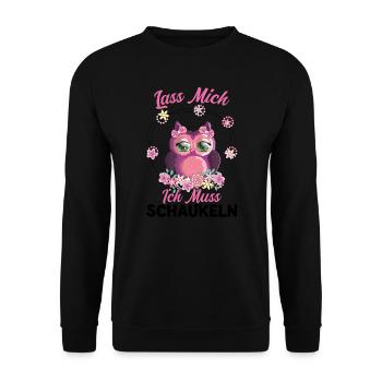 Eule Vogel Eulen Geschenk - Unisex Pullover - Schwarz - Vorne - Alina (178cm) & Michal (187cm)