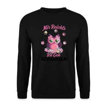 Eule Vogel Eulen Liebhaber Geschenk - Unisex Pullover - Schwarz - Vorne - Alina (178cm) & Michal (187cm)