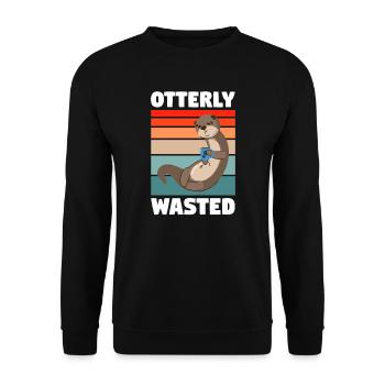 Otterliebhaber Otterkaffee Otterbesitzer Geschenk - Unisex Pullover - Schwarz - Vorne - Alina (178cm) & Michal (187cm)