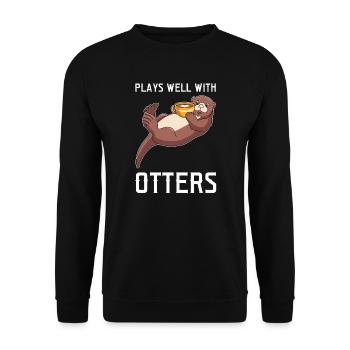 Otterliebhaber Otterkaffee Otterbesitzer Geschenk - Unisex Pullover - Schwarz - Vorne - Alina (178cm) & Michal (187cm)