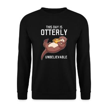 Otterliebhaber Otterkaffee Otterbesitzer Geschenk - Unisex Pullover - Schwarz - Vorne - Alina (178cm) & Michal (187cm)
