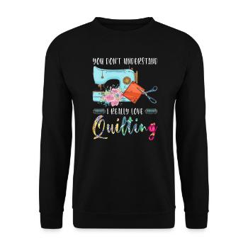 Quilten Quilten Quilting Maschine Geschenk - Unisex Pullover - Schwarz - Vorne - Alina (178cm) & Michal (187cm)
