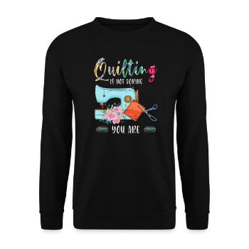 Quilten Quilten Quilting Maschine Geschenk - Unisex Pullover - Schwarz - Vorne - Alina (178cm) & Michal (187cm)