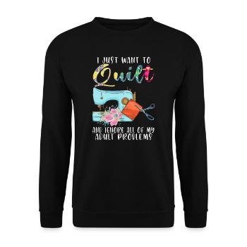Quilten Quilten Quilting Maschine Geschenk - Unisex Pullover - Schwarz - Vorne - Alina (178cm) & Michal (187cm)