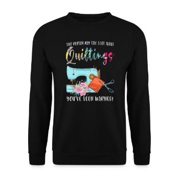 Quilten Quilten Quilting Maschine Geschenk - Unisex Pullover - Schwarz - Vorne - Alina (178cm) & Michal (187cm)