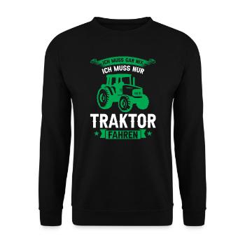 Traktor Trecker Traktoren Geschenk - Unisex Pullover - Schwarz - Vorne - Alina (178cm) & Michal (187cm)