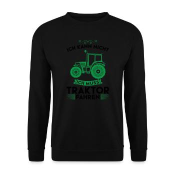 Traktor Trecker Traktorfahrer Geschenk - Unisex Pullover - Schwarz - Vorne - Alina (178cm) & Michal (187cm)
