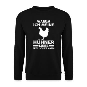 Hühner Huhn Hühnerzucht Geschenk - Unisex Pullover - Schwarz - Vorne - Alina (178cm) & Michal (187cm)