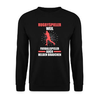 Rugby Sport Rugbyspiel Geschenk - Unisex Pullover - Schwarz - Vorne - Alina (178cm) & Michal (187cm)