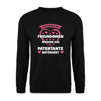 Patentante Patin Patenkind Geschenk - Unisex Pullover - Schwarz - Vorne - Alina (178cm) & Michal (187cm)