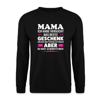 Mutter Familie Mama Geschenk - Unisex Pullover - Schwarz - Vorne - Alina (178cm) & Michal (187cm)