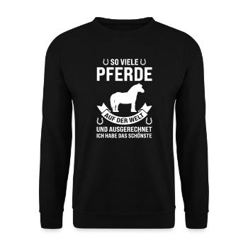Pferd Islandpferd Islandpferde Geschenk - Unisex Pullover - Schwarz - Vorne - Alina (178cm) & Michal (187cm)