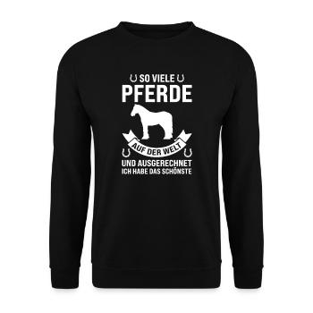 Pferd Noriker Pferde Geschenk - Unisex Pullover - Schwarz - Vorne - Alina (178cm) & Michal (187cm)