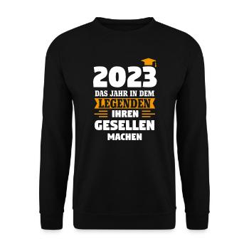 Gesellenbrief Geschenk - Unisex Pullover - Schwarz - Vorne - Alina (178cm) & Michal (187cm)