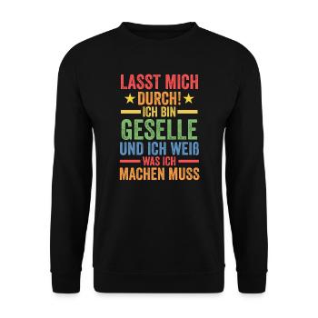Geselle Prüfung Gesellenbrief Geschenk - Unisex Pullover - Schwarz - Vorne - Alina (178cm) & Michal (187cm)