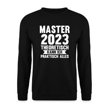 Master 2023 Prüfung Master Abschluss Geschenk - Unisex Pullover - Schwarz - Vorne - Alina (178cm) & Michal (187cm)