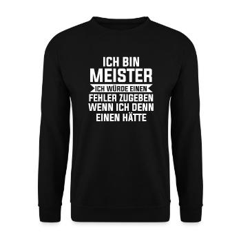 Meister Prüfung Handwerksmeister Geschenk - Unisex Pullover - Schwarz - Vorne - Alina (178cm) & Michal (187cm)