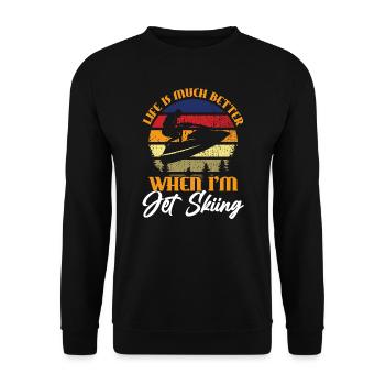 Jetski Jetskifahren Wintersport Geschenk - Unisex Pullover - Schwarz - Vorne - Alina (178cm) & Michal (187cm)