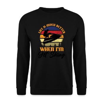 Jetski Jetskifahren Wintersport Geschenk - Unisex Pullover - Schwarz - Vorne - Alina (178cm) & Michal (187cm)