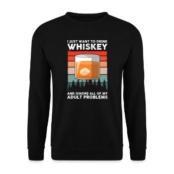 Whiskey trinken Whiskey trinken Whiskey Geschenk - Unisex Pullover - Schwarz - Vorne - Alina (178cm) & Michal (187cm)