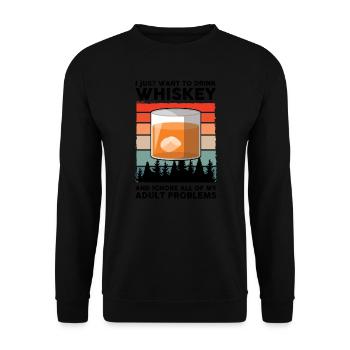 Whiskey trinken Whiskey trinken Whiskey Geschenk - Unisex Pullover - Schwarz - Vorne - Alina (178cm) & Michal (187cm)