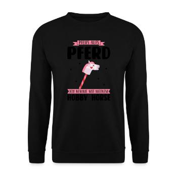 Hobby Horse Pferde Hobby Horsing Geschenk - Unisex Pullover - Schwarz - Vorne - Alina (178cm) & Michal (187cm)