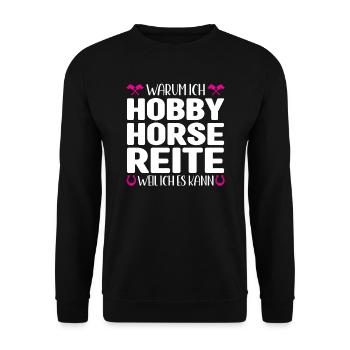 Hobby Horse Pferde Steckenpferd Geschenk - Unisex Pullover - Schwarz - Vorne - Alina (178cm) & Michal (187cm)