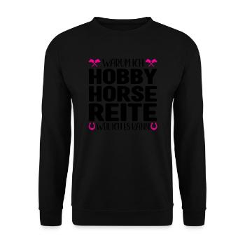 Hobby Horse Pferde Hobby Horsing Geschenk - Unisex Pullover - Schwarz - Vorne - Alina (178cm) & Michal (187cm)
