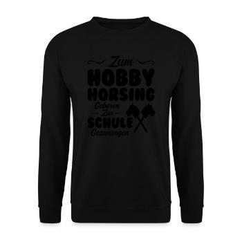 Hobby Horse Pferde Hobby Horsing Geschenk - Unisex Pullover - Schwarz - Vorne - Alina (178cm) & Michal (187cm)