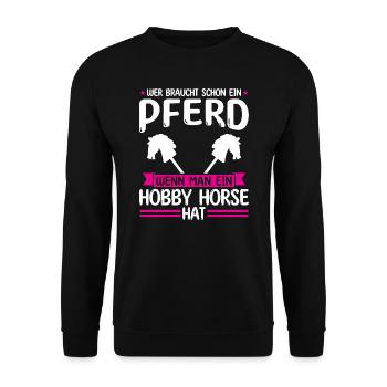 Hobby Horse Pferde Hobbyhorse Geschenk - Unisex Pullover - Schwarz - Vorne - Alina (178cm) & Michal (187cm)