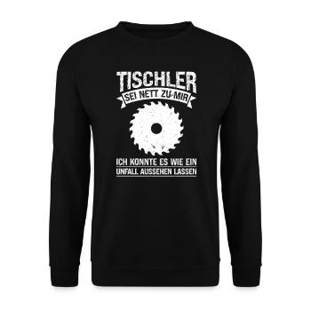 Tischler Beruf Tischlerei Geschenk - Unisex Pullover - Schwarz - Vorne - Alina (178cm) & Michal (187cm)