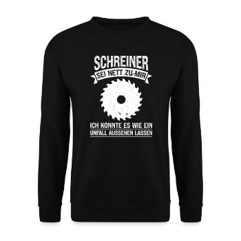 Schreiner Beruf Tischler Geschenk - Unisex Pullover - Schwarz - Vorne - Alina (178cm) & Michal (187cm)