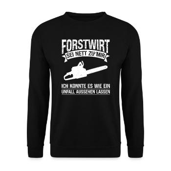 Forstwirt Beruf Holzfäller Geschenk - Unisex Pullover - Schwarz - Vorne - Alina (178cm) & Michal (187cm)