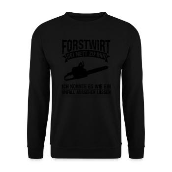 Forstwirt Beruf Förster Geschenk - Unisex Pullover - Schwarz - Vorne - Alina (178cm) & Michal (187cm)