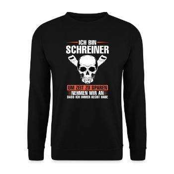 Schreiner Beruf Tischlerei Geschenk - Unisex Pullover - Schwarz - Vorne - Alina (178cm) & Michal (187cm)