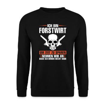 Forstwirt Beruf Holzfäller Geschenk - Unisex Pullover - Schwarz - Vorne - Alina (178cm) & Michal (187cm)