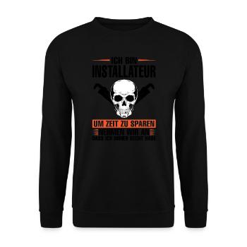 Installateur Beruf Installateurmeister Geschenk - Unisex Pullover - Schwarz - Vorne - Alina (178cm) & Michal (187cm)