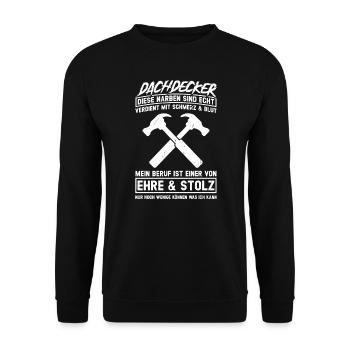 Dachdecker Beruf Dachdecken Geschenk - Unisex Pullover - Schwarz - Vorne - Alina (178cm) & Michal (187cm)