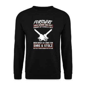 Forstwirt Beruf Waldarbeiter Geschenk - Unisex Pullover - Schwarz - Vorne - Alina (178cm) & Michal (187cm)